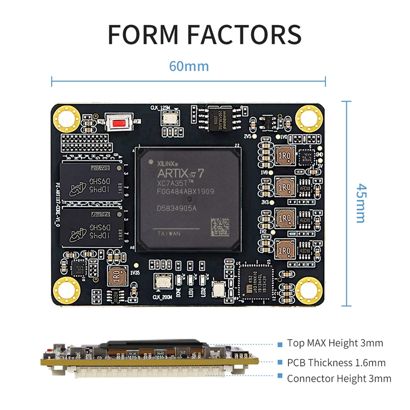 ピュアサム7a0357a075: xilinx soc Artix 7 35t 75t fpgaコアボード工業用グレードモジュール