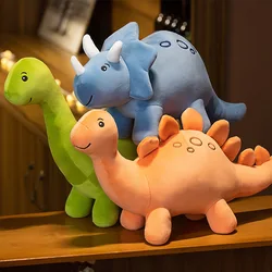 Cartoon Colorful Dinosaur Plush Toy Cute Stuffed Animals Triceratops Plushies Kawaii Soft Kids Toys for Boys Girls Home Decor