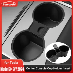 Portavasos para consola central, inserto para Tesla Model 3 3+ Highland Model Y 2024, limitador de bebidas antideslizante con ranura de silicona, nuevos accesorios para coche