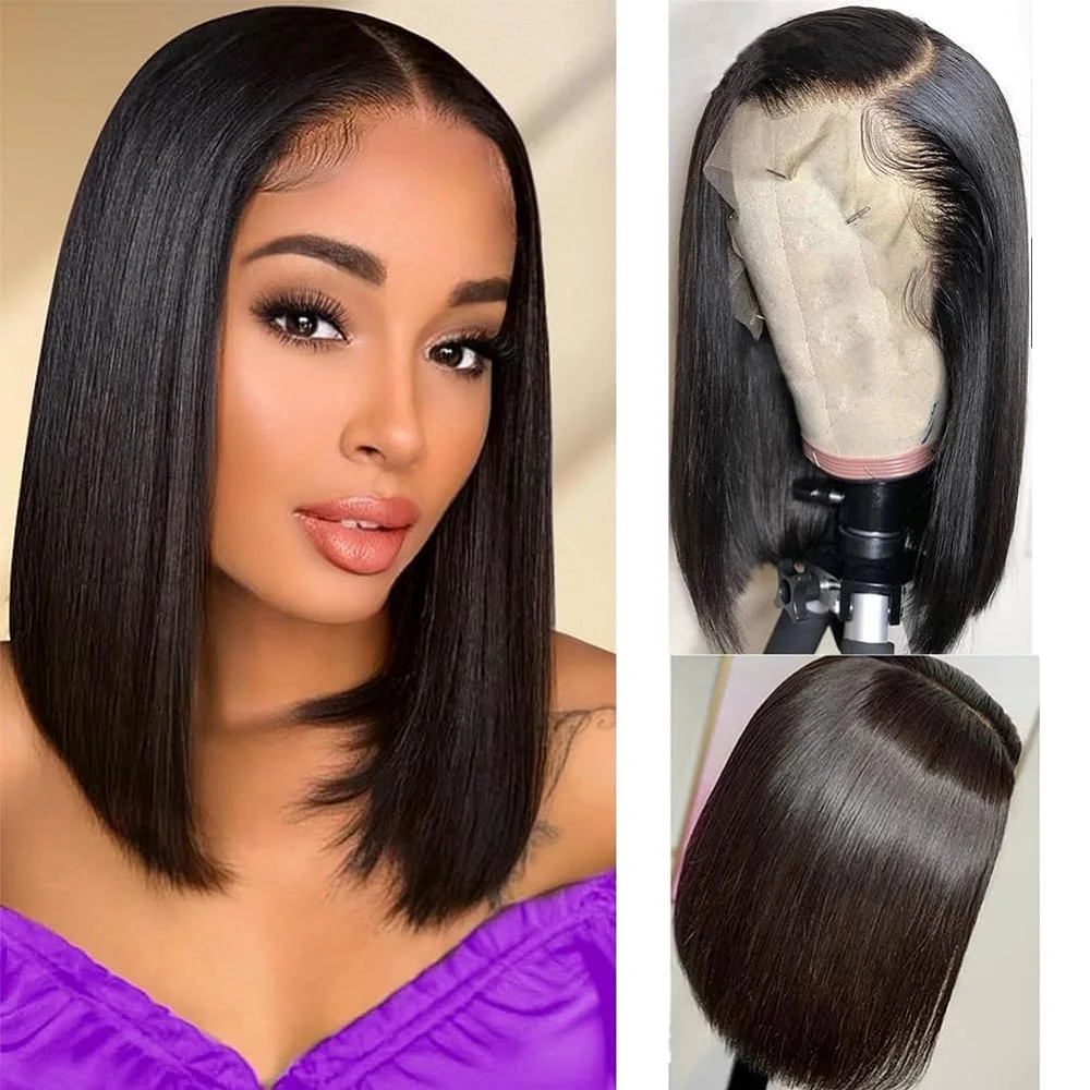 

14 inch Bob Wig Human Hair Glueless Wig Human Hair Pre Plucked Pre Cut 7X5 HD Straight Lace Closure Wigs Human Hair For Women