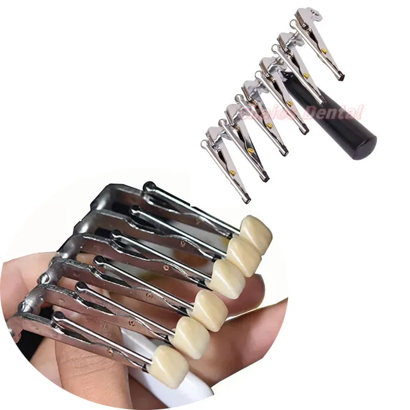 Hot Sale Dental Porcelain Six-tooth Clips Hex Clamps Denture Holder Soft Head Temporary Crown Veneer Support Frame 1Pc