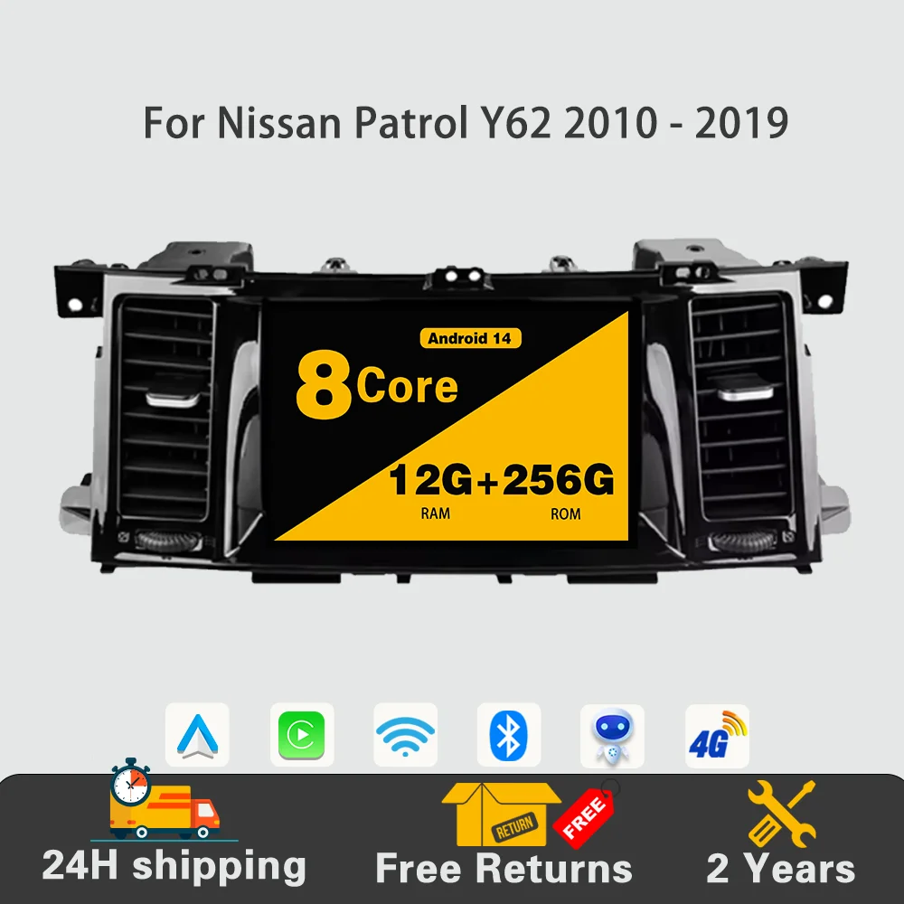 

Android 14 Car Radio Stereo Multimedia Player GPS Navigation Wireless Carplay Android Auto 4G For Nissan Patrol Y62 2010 - 2019