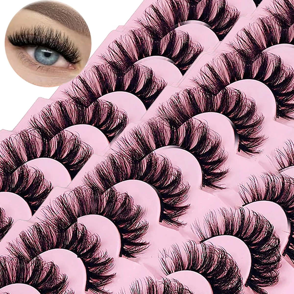 14 Paar/2er-Pack Falsche Wimpern Volumen Faux Nerz Flauschige Wimpern Dramatische D-Curl-Streifenwimpern 18 mm dicke Wimpern sehen wie die Wimpern aus