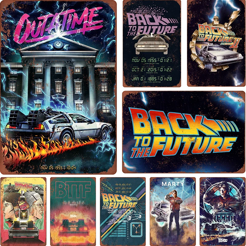 

1pcs Back to the Future Metal Wall Art, Vintage Metal Tin Signs, Classic Movie Decor for Fans heaters, Poster for Room Decor