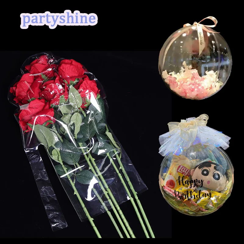 50PCS 30inch Wide Neck Bobo Balloons Bouquet Gift Transparent Bubble Ballons Birthday Party Favors Engagement Wedding Decors