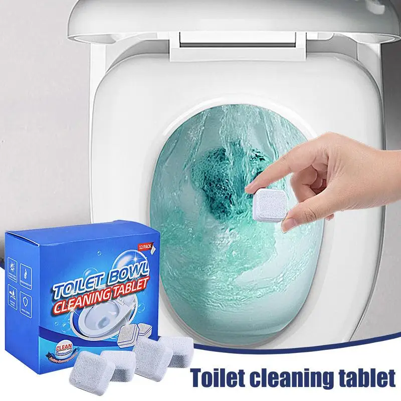 12Pieces Toilet Cleaning Effervescent Tablet Eliminate Odor Tablet Toilet Bowl Descaling Cleaner With Bleach For Tablet Cleaning