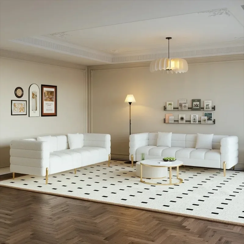 Teddy Sofa Couch for Living Room Upholstered Boucle Sectional Couch Sofas Chair with Ottoman for Apartment Living Room