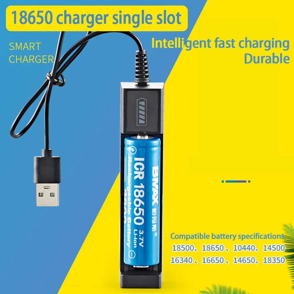 USB Smart Single Slot Ladegerät Lithium Ladegerät kleiner Lüfter Taschenlampe Batterie lade adapter mit Kontroll leuchte