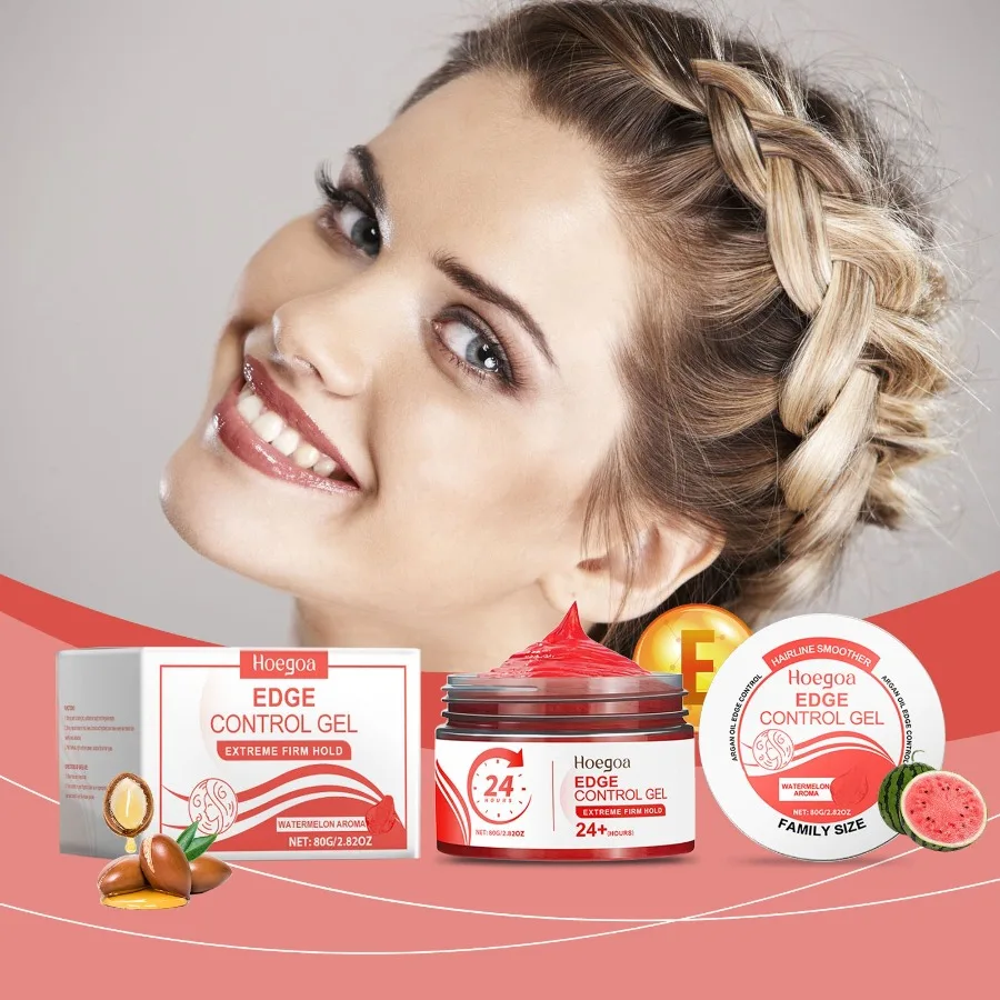 Hoegoa-Gel de estilismo de sandía roja, flequillo de pelo roto Lanugo, Gel de estilismo de cera para el cabello Natural