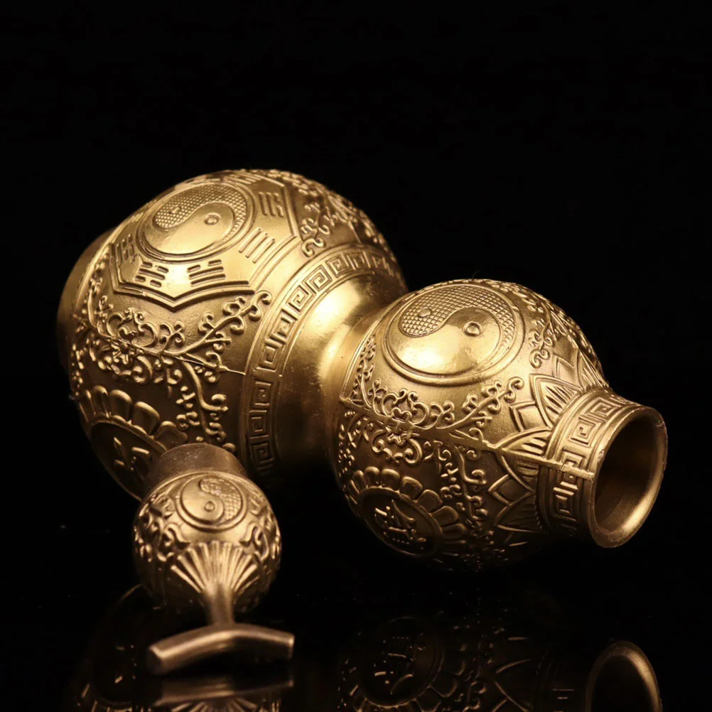 

Copper Gourd Home Decor Adorn Brass Office Decorative Cucurbit Ornaments Figure Golden