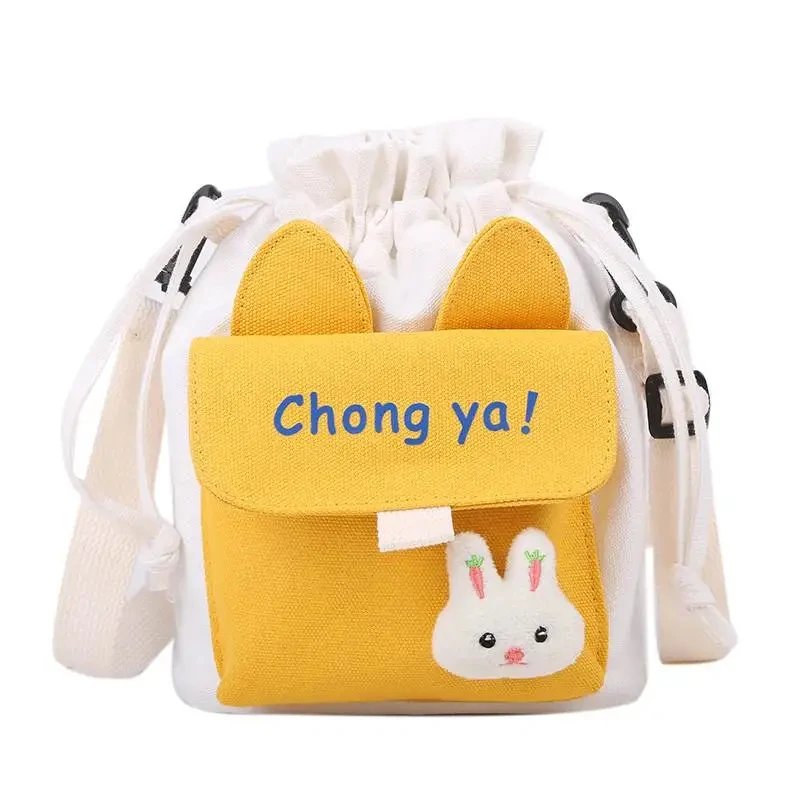 Popular Women\'s Bags New Canvas Bags Korean Fashion Shoulder Bag Drawstring Students Girl Cotton Crossbody Bags for Women