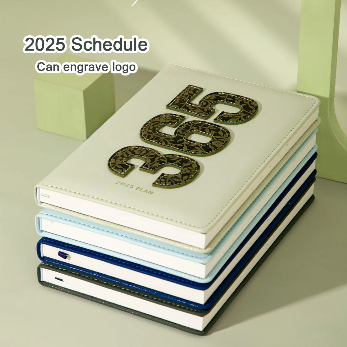 ロゴ刻印可能-高級a5レザー-2025年ビジネススケジュール、学生用デイリープランナー、365日記録帳、メモ帳、メモ