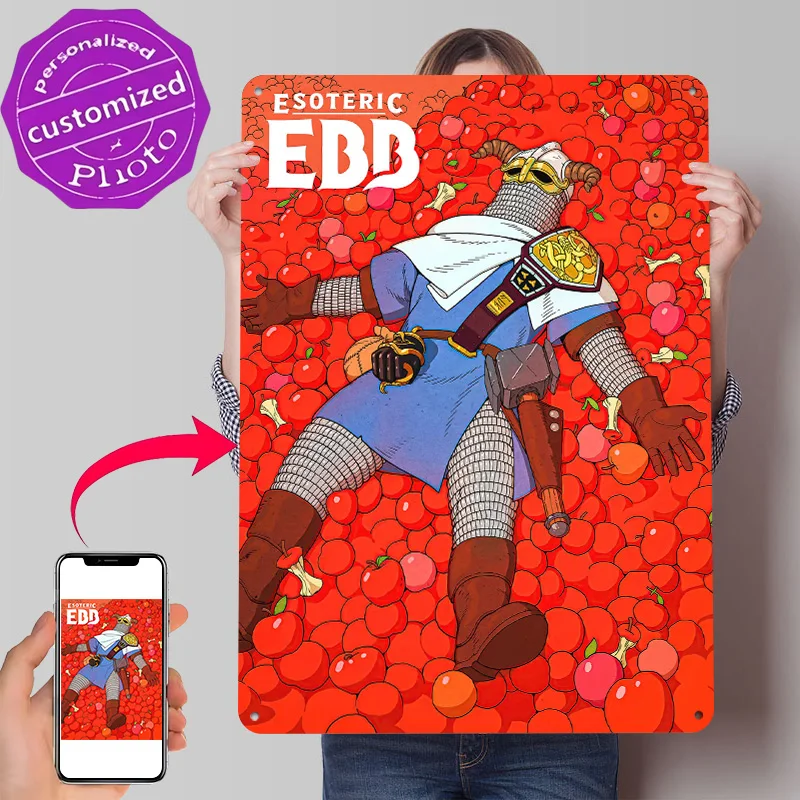Esoteric EBB Viking in Apples 3D Printed Texture Poster Personalized Wall Art Retro Metal Tin Signs for Home Decorations House