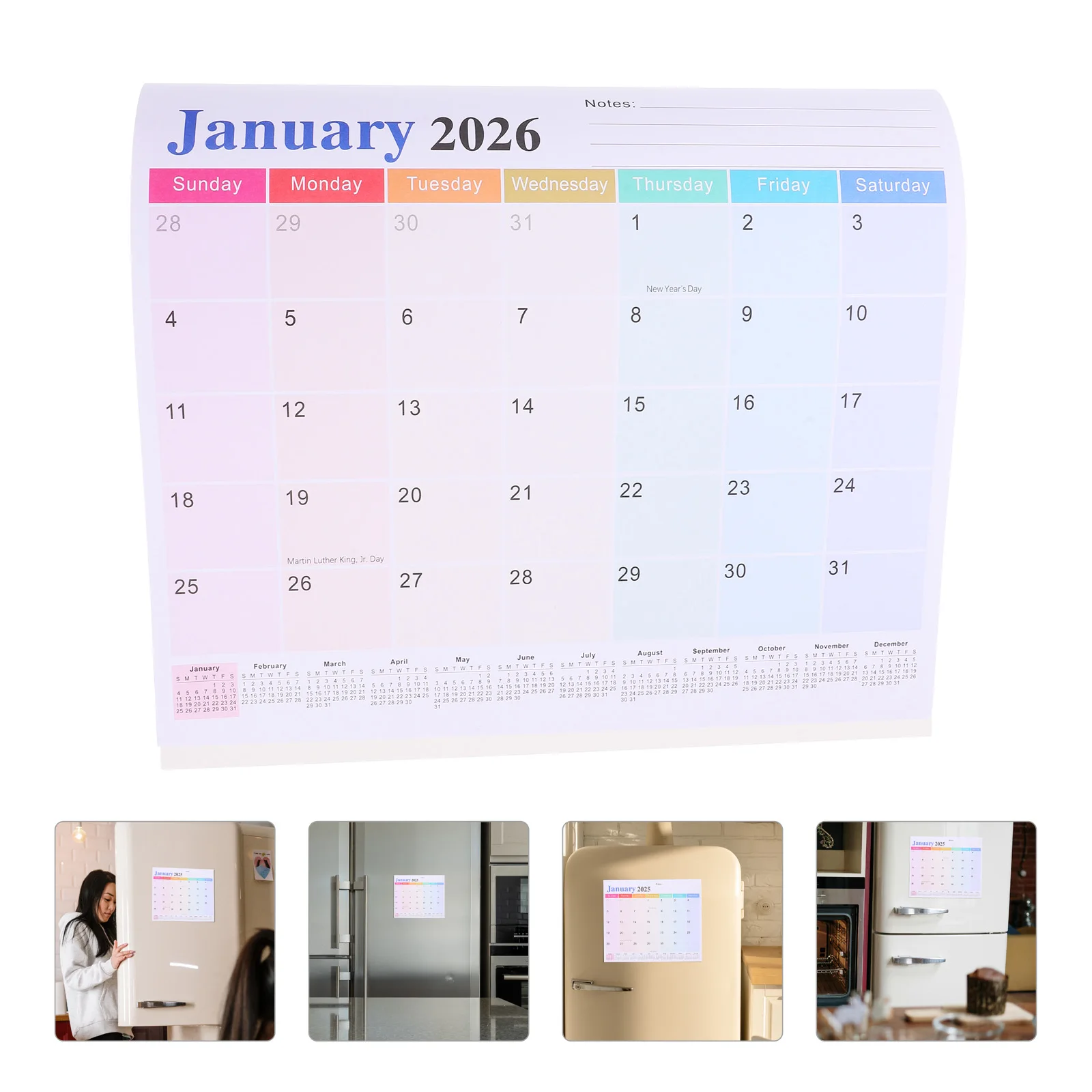 

Magnetic Calendar 2025-2026 Monthly Planner for Fridge Wall Calendars Paper Design Refrigerator Schedule Memos