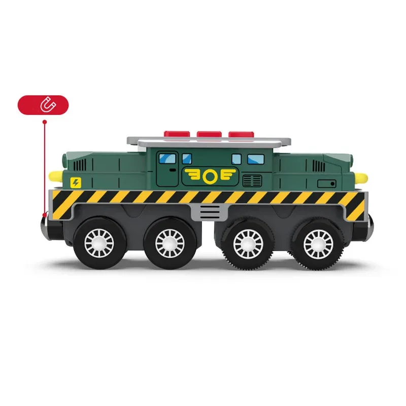 Juego de locomotora de coche magnético con ranura fundida a presión, vía de tren de madera, juguetes educativos para niños, nuevo estilo, tren eléctrico Chase