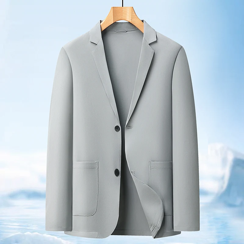 Men's suit - breathable pure color single-layer lightweight summer/autumn sun protection business-fit single-layer jacket
