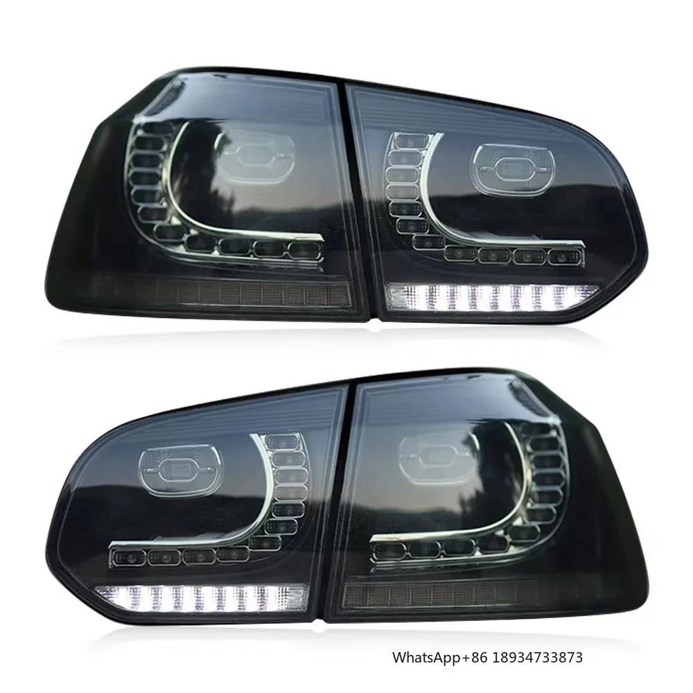 New Condition 12V 3000 Lumens 3000K LED Tail Lights Assembly for Volkswagen Golf 6 MK6 2008-2013 Clear Lens ABS Red Sequential