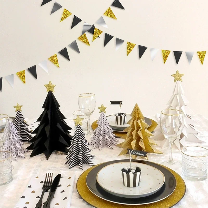 Czarne złoto Urodziny Party Streamer Rolls Dekoracja Crepe Paper Złota girlanda na Boże Narodzenie Nowy Rok Baby Bridal Shower Backdrop Decor — zdjęcie 4
