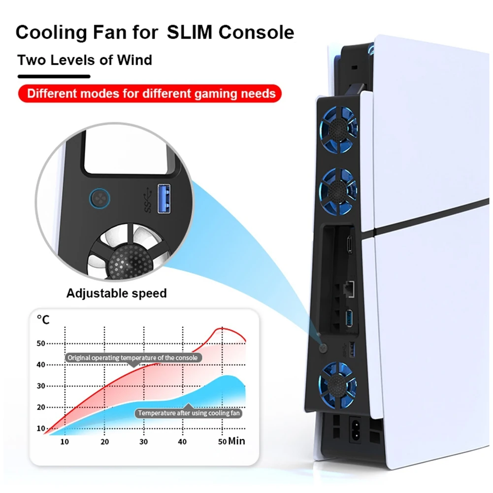 

[LXYA68Z!] Gaming Cooler Fan Efficient Cooling System With LED Light Noise Reduction For PS5 Slim Cooling Fan And Digital Consol