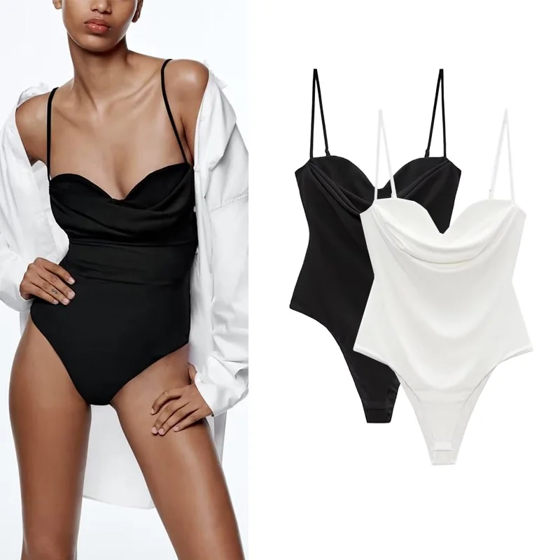 

Adjustable Strap Slim Fit Heart Collar Pleated Bla Rer Faionable Summer New Arrival Alluring Body a De...