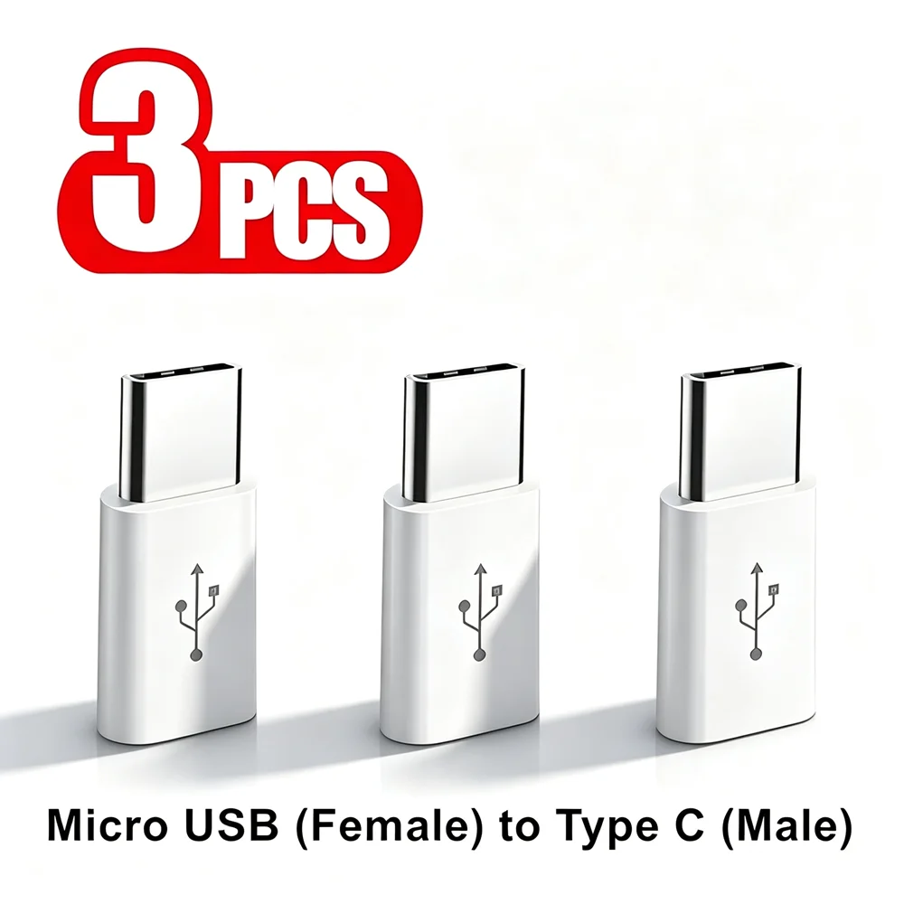 3PCS Micro USB to Type C Adapter For Samsung Huawei Honor Xiaomi Redmi OPPO VIVO Android Phone Charger Cable Charging Converter