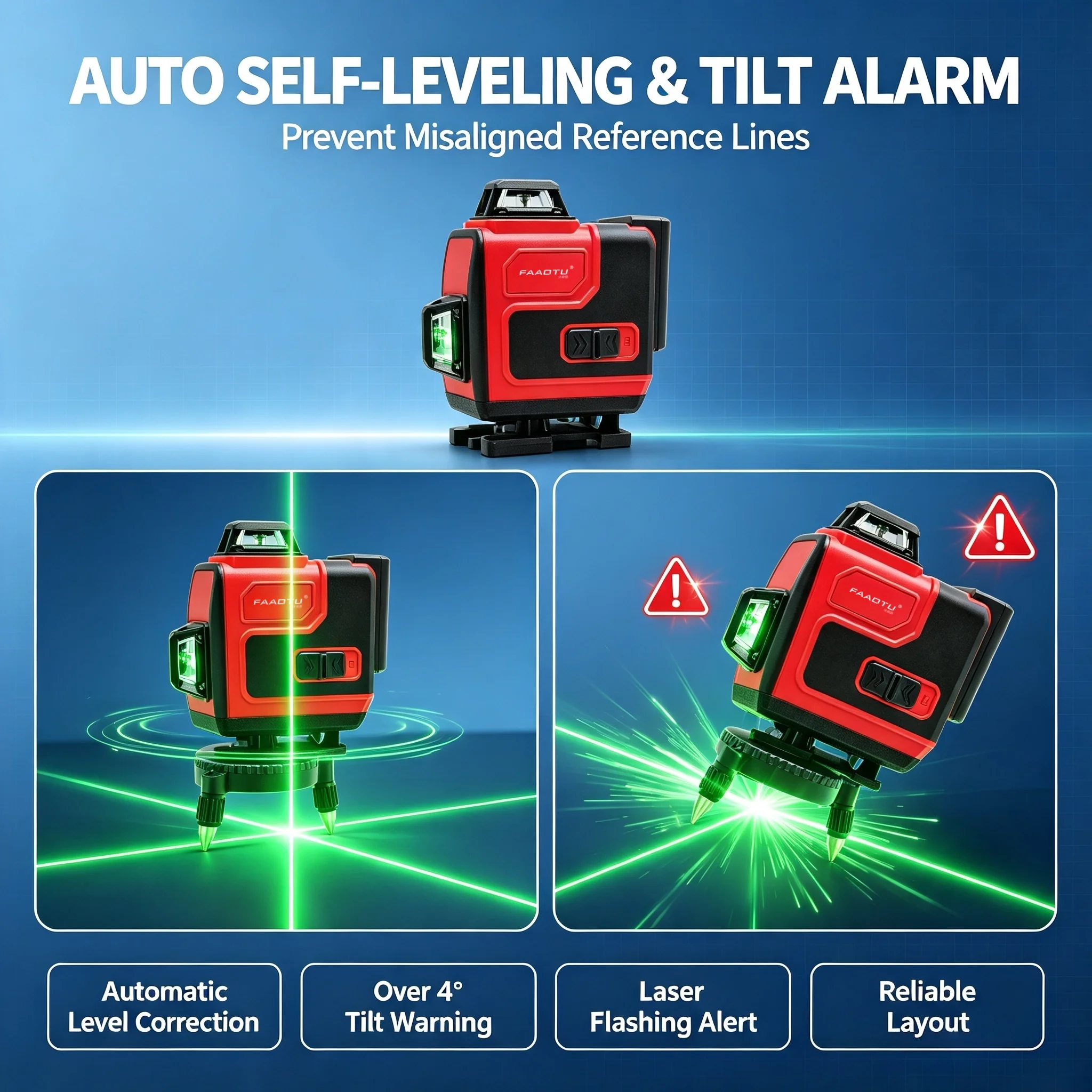 FAAOTU High Precision Self-leveling Laser Identical Working Flow & Exterior Shape Equivalent To MWQ Construction Laser Tool