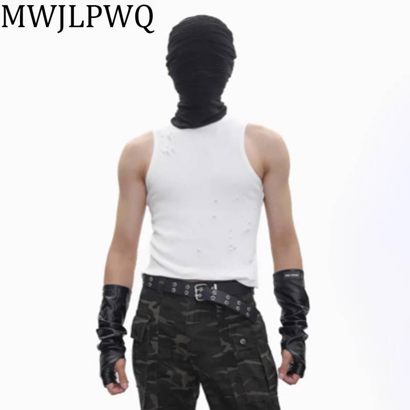 

MWJLPWQ Intersperse Decorate Male Vest Solid Color New High Street Sleeveless Slimming Men's Fashion Tops 2025 Summer 010827