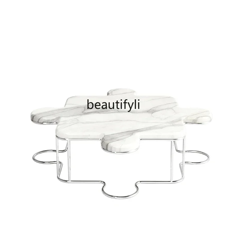 TTT Modern high-end marble home living room puzzle coffee table villa high and low special-shaped combination set