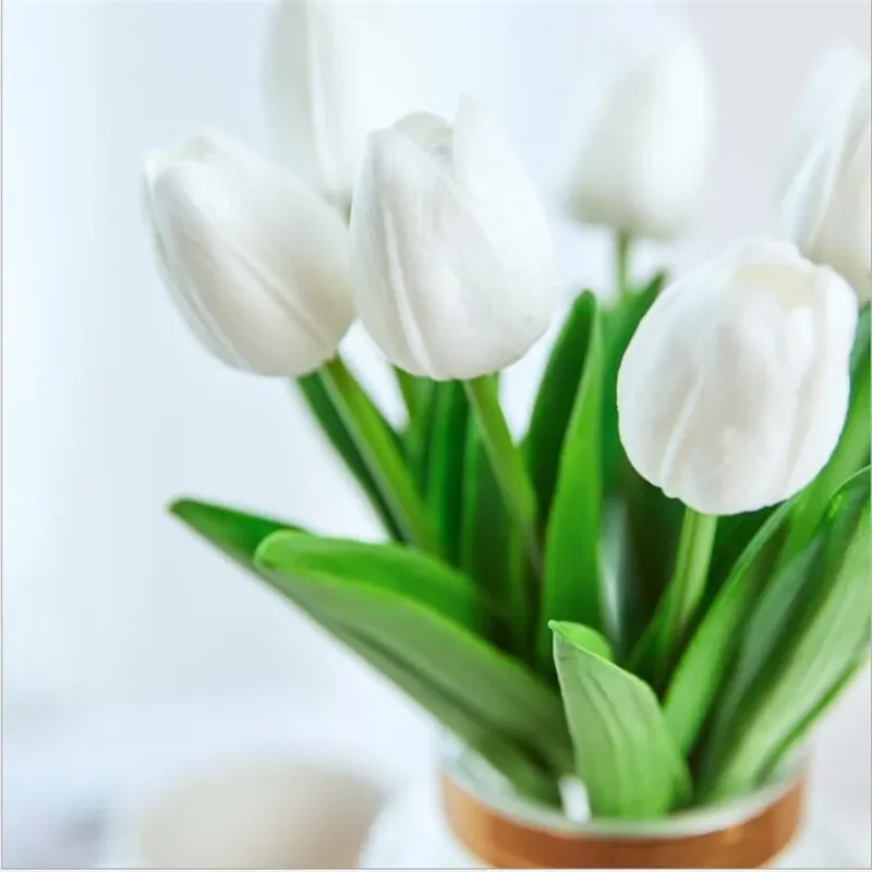 زهرة التوليب الاصطناعية محاكاة بو ريال اللمس باقة توليب زهرة وهمية للمنزل حديقة Mariage الزفاف الزهور الزخرفية #6