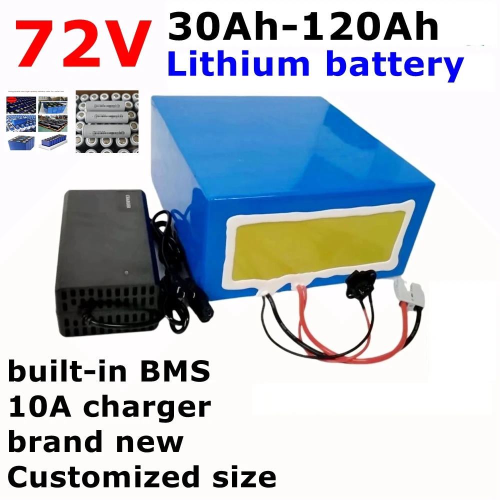 

HX-BMS Bluetooth pour scooter moto, lithium-ion, 60Ah, 72V, 50Ah, 80Ah, 72V, 40Ah, 100Ah, 5000W, camion grue, charger inclus.