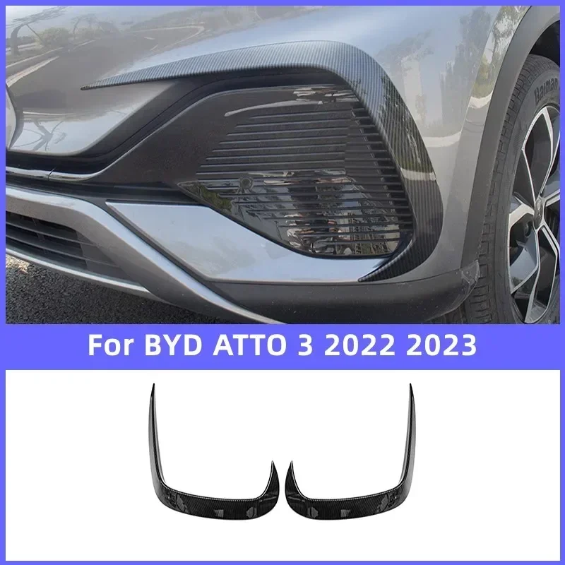 

Front Fog Light Frame Trim Cover ABS Carbon Fiber Eyebrow Spoiler Wind Knife Fog Lamp Sticker For BYD Atto 3 Yuan Plus 2022 2023