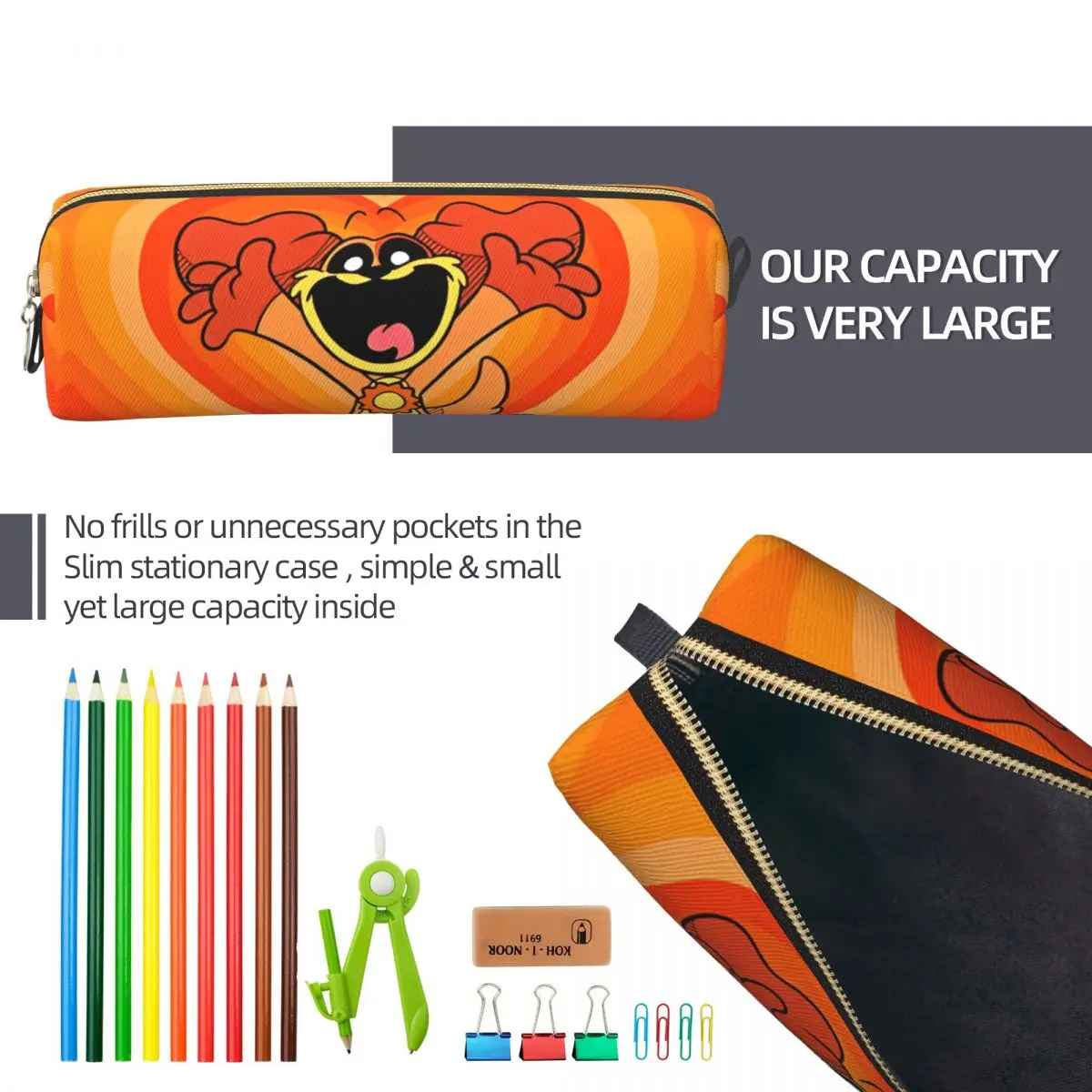 أزياء سعيد يبتسم المخلوقات مقلمة لعبة الكرتون قلم رصاص الحقيبة حامل قلم لفتاة صبي حقائب ذات سعة كبيرة اللوازم المدرسية