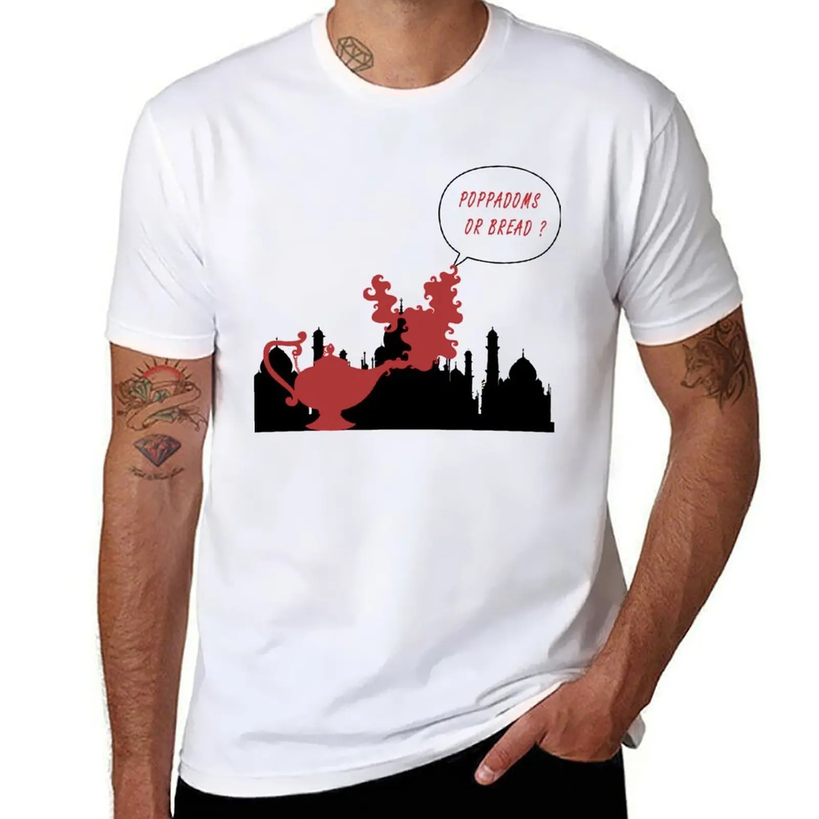 

POPPADOMS OR BREAD OFF MENU PODCAST FAN MAGIC LAMP DESIGN T-Shirt man t shirt graphic man tshirt T-Shirt