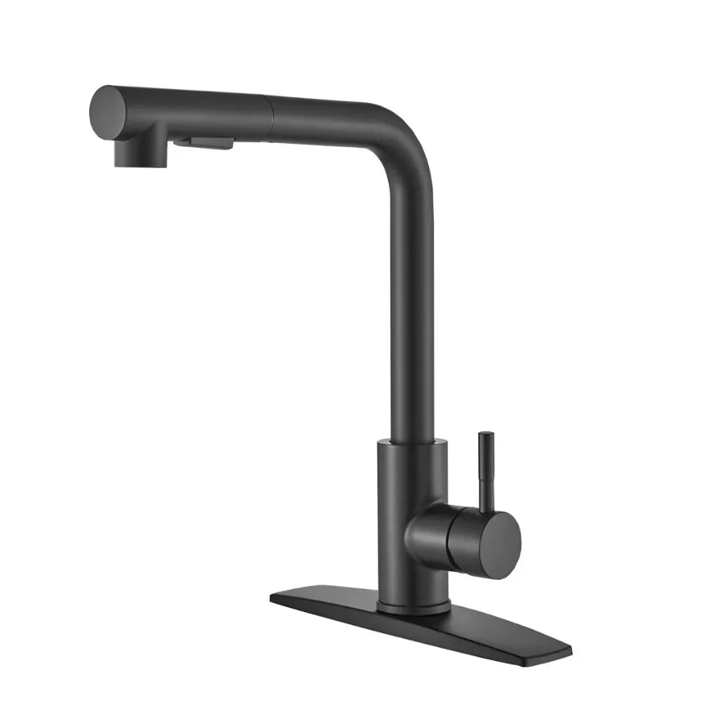 

Matte Black Kitchen Sink Faucet Single Handle Mixer Tap with Pull Out Sprayer