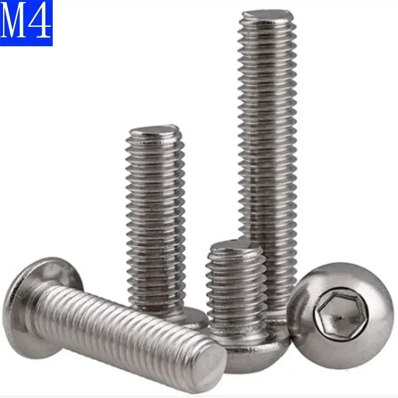 M4 4mm M4 - 0.7 Metric 304 Stainless Steel  Hex Socket BUTTON HEAD Screws Bolt A2