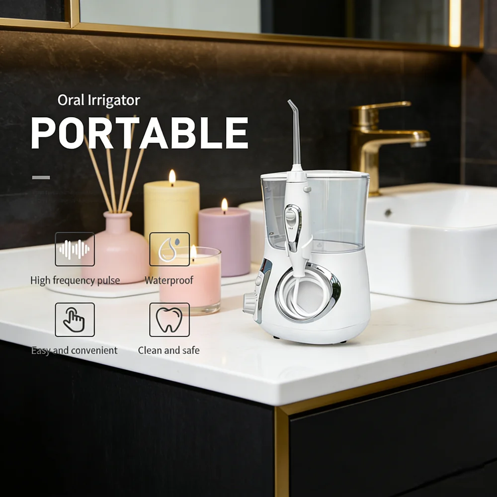 

10-Mode Desktop Electric Water Flosser 800ML Large Reservoir Oral Care Machine Remove Plaque Fight Bad Breath & Tooth Decay