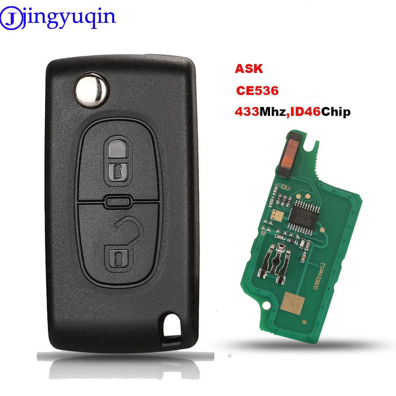 

jingyuqin ASK 2 Buttons Remote Flip Car Key For Peugeot 207 307 308 407 For Citroen 433MHz PCF7961 HU83 ID46 CE0536