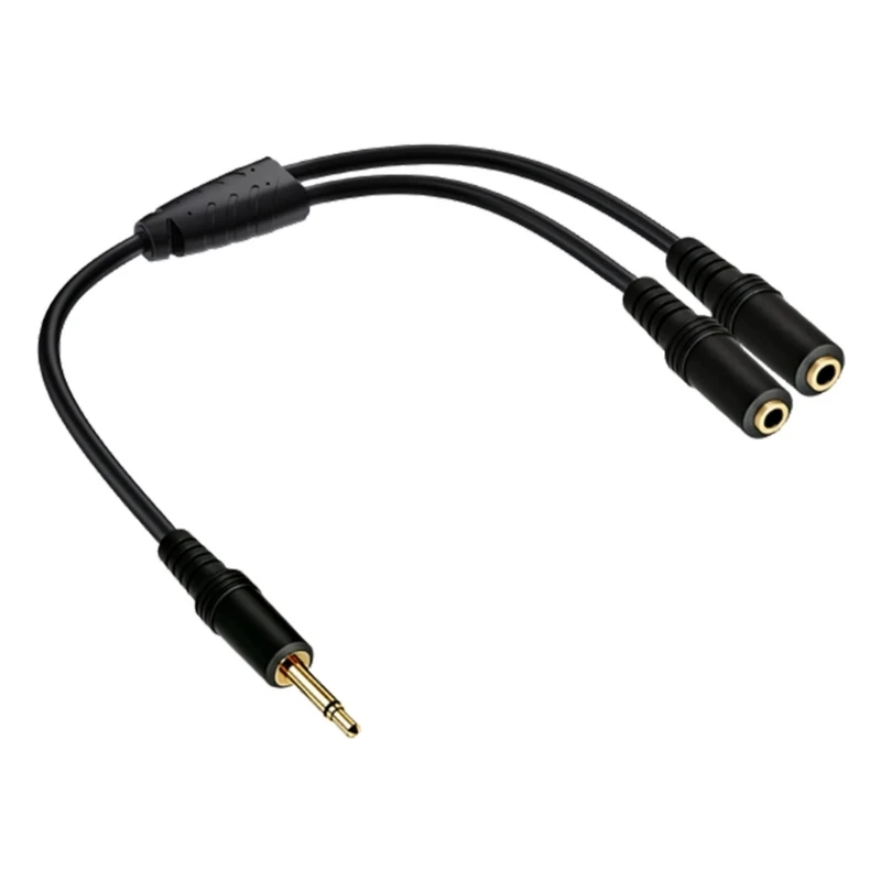 37JE 1/8 Unit Single Sound Extension Wire 1 Male To 2 Female Y Divider 30cm Golden Coated Contacts For Sound Systems