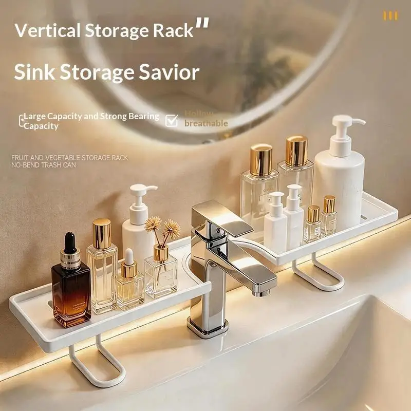 Universal No Punch Iron Art Bathroom Kitchen Drainage Storage Rack Faucet Storage Shelf