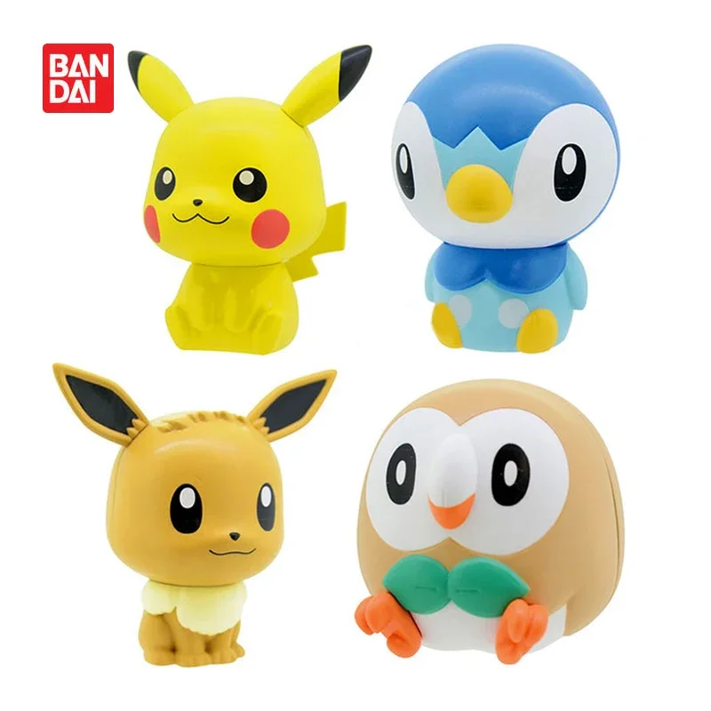 Gashapon Assembled Doll Toy Piplup Rowlet Pikachu Eevee Model Anime Figures Collection Ornaments Kids Gifts