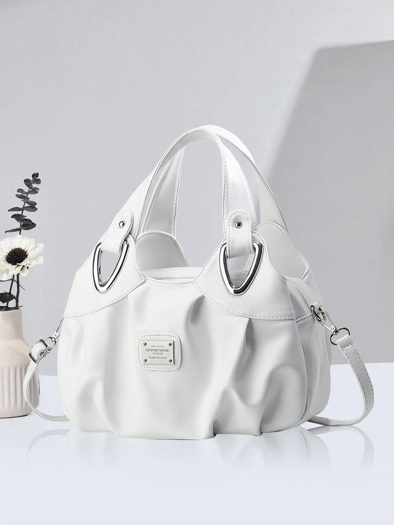 

Classic Solid Color Handbag For Middle-Aged Women, 3-In-1 Tote Bag, Shoulder Bag & Crossbody Bag, Foldable Large Capacity Geometric Pattern Tote Bag, Shopping Bag, Holiday Travel, Portable, Casual, Business, Best Mothers Day Gifts Ever