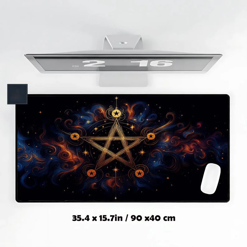 

Mystical Pentagram Desk Mat, Non-slip and Waterproof Mouse Pad, Minimalist Office Decoration Mat, The Perfect Gift for Friends.