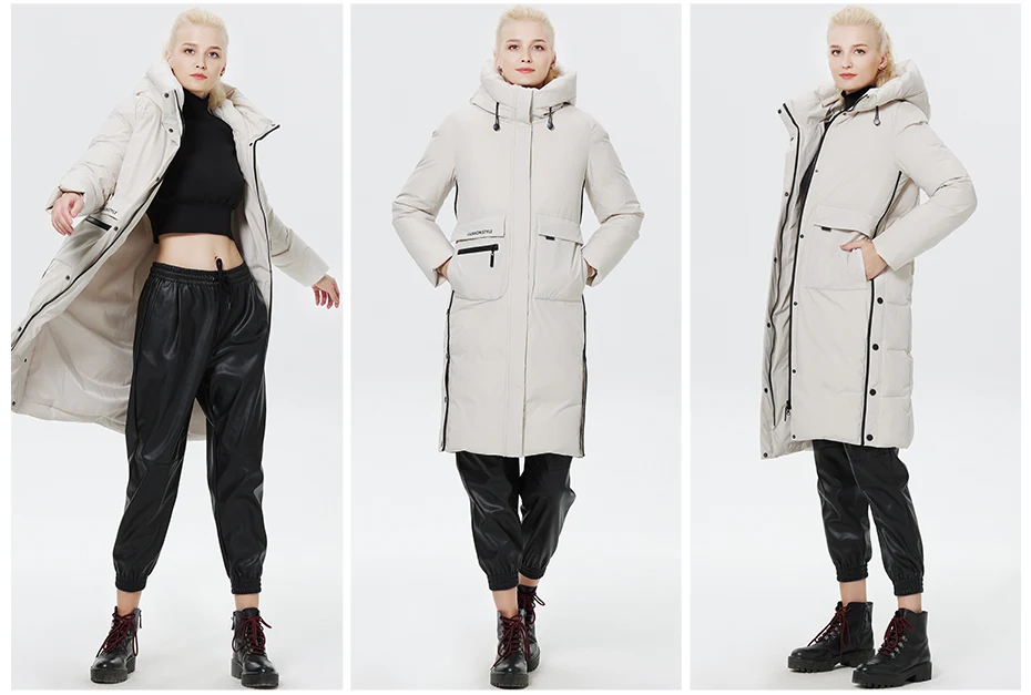 ICEbear 2023 Winter Women Jacket Long Cotton Big Pockets Ladies Coat Women's Thickened Warm Parka GWD22578-1D