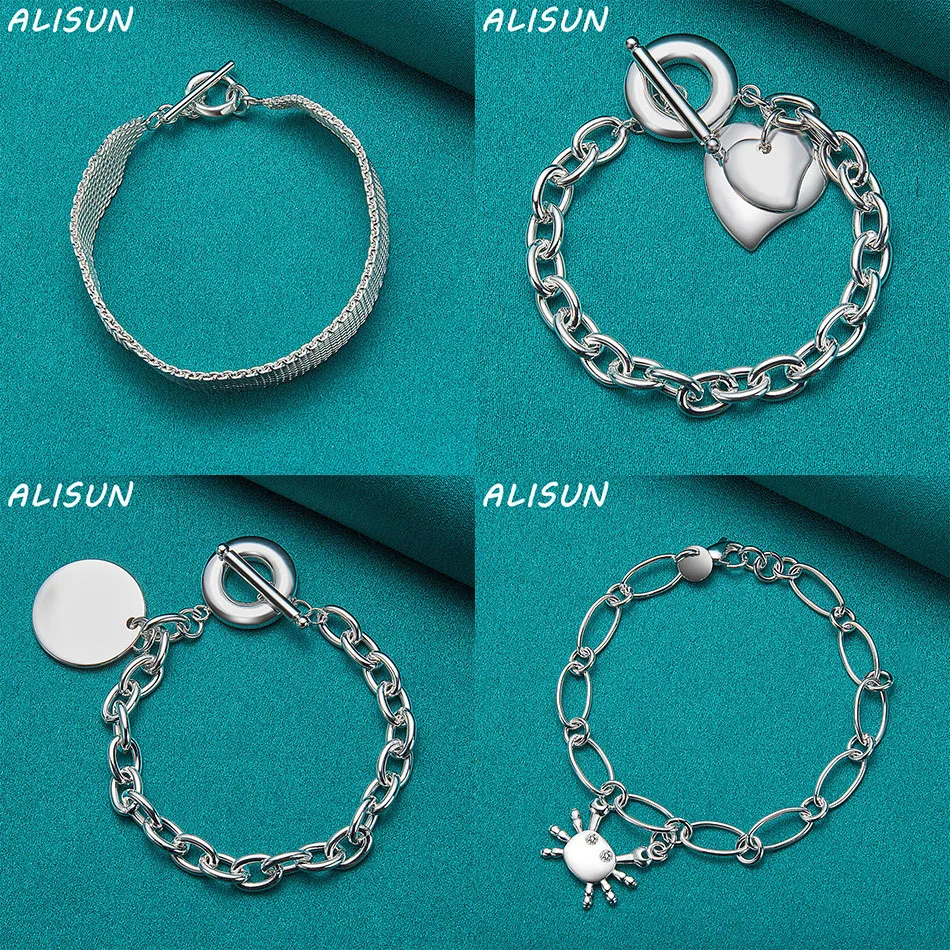 

ALISUN 925 Sterling Silver Bracelets For Women Men Anniversary Gift Popular Wild Fashion Romantic Jewelry