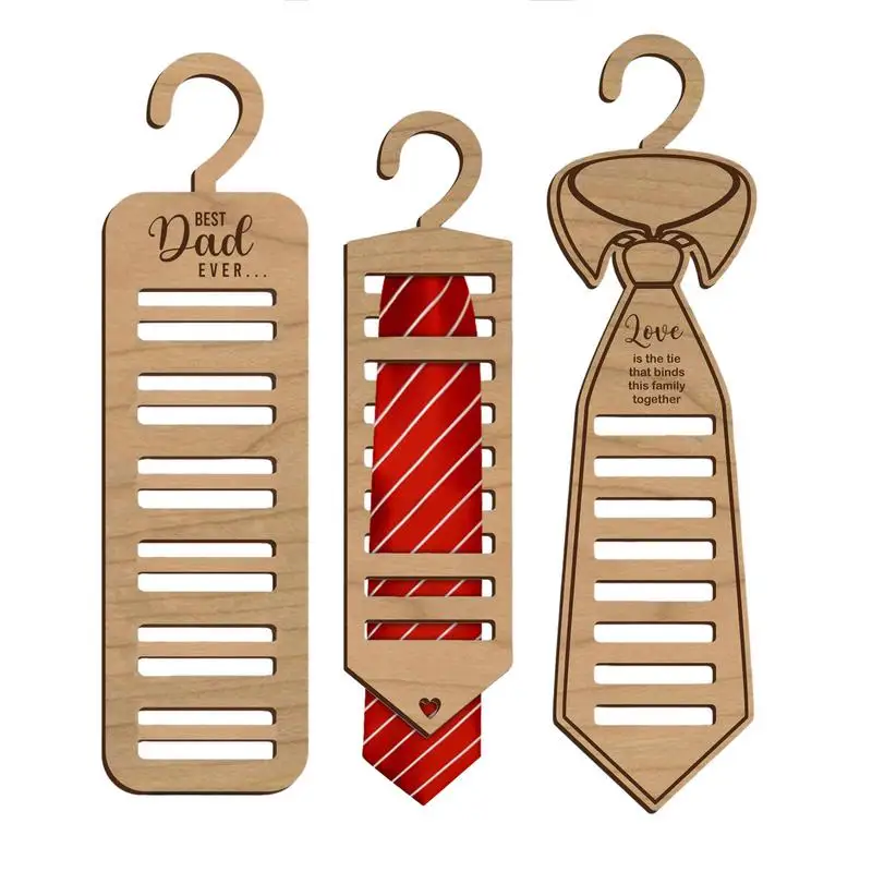 

Tie Rack Hanger 3pcs Father's Day Necktie Rack Tie Hanger In Wood Household Organization Space Saving Ties Holder Souvenir For