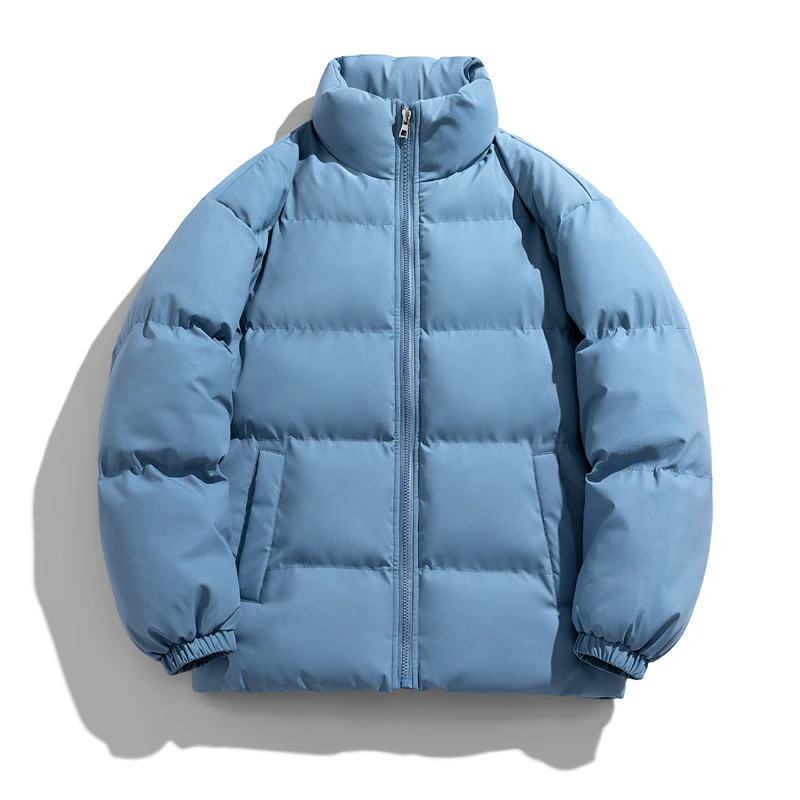 

Trendy Men's Thiened Cotton Jaet Stand Collar Bread Sle Large Size Casual Outerwear Warmth Polyester Fiber Zipper