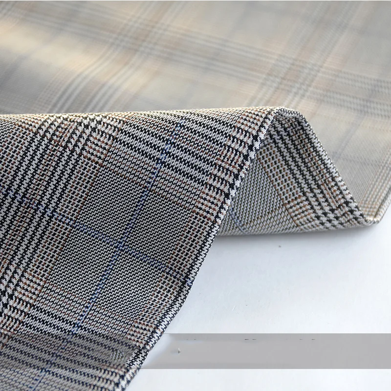 Suit Fabric Plaid By The Meter for Pants Clothing Dresses Sewing British Style Fashion Anti-wrinkle Drape Cloth Dark Grey Smooth