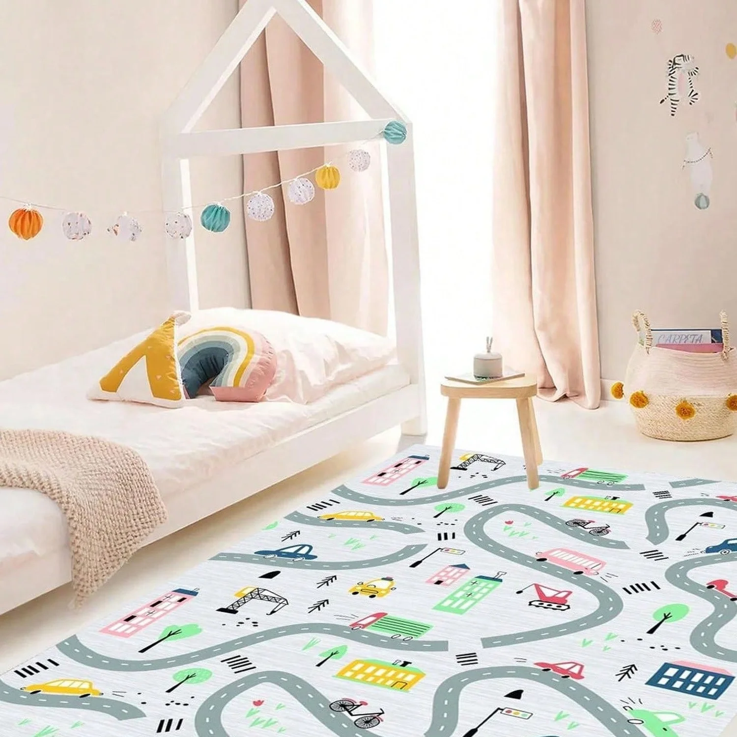 Game Carpet, Interactive Car Track Carpet, Toddler Birthday Gift, Learning Doctor Carpet, Fun Traffic Map, Non-Slip Carpet.