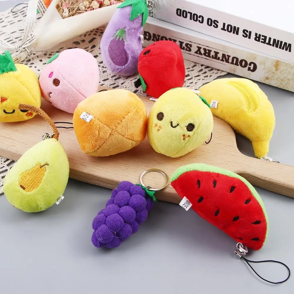 Cadeau Leuke sleutelhouder 6 cm gevulde sleutelhangers Pluche hanger Groente knuffel Fruit knuffel Fruit pluche pop pluche sleutelhanger