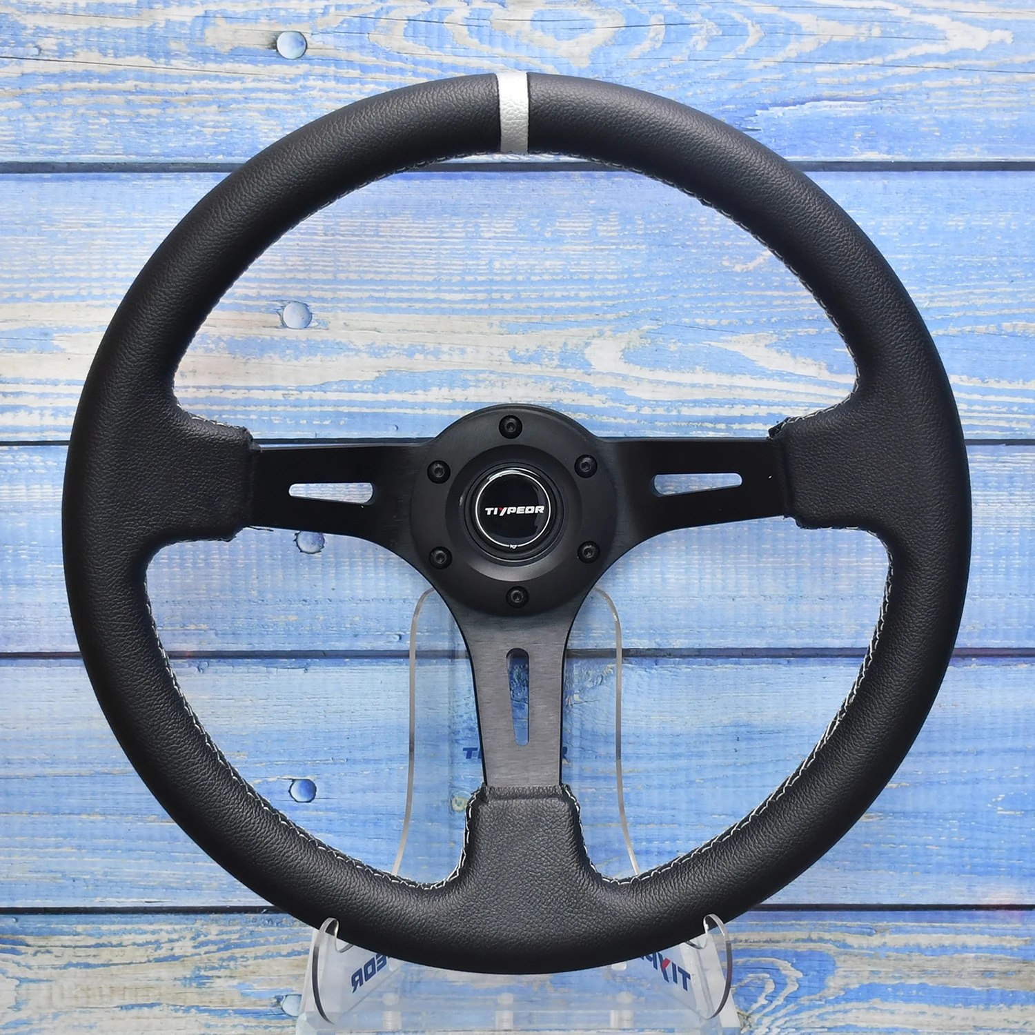 

TIYPEOR 350MM New Style Anti-slip Threaded Black Car Steering Wheel Universal Quick-Release Customized Version